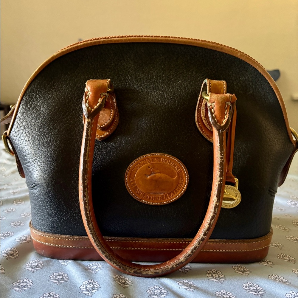 Dooney & Bourke Black and Tan Satchel
